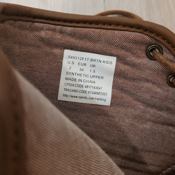 LEVI'S | Boys Faux Leather Sherpa Boots Shoes | Sz. 2 - Picture 8 of 9